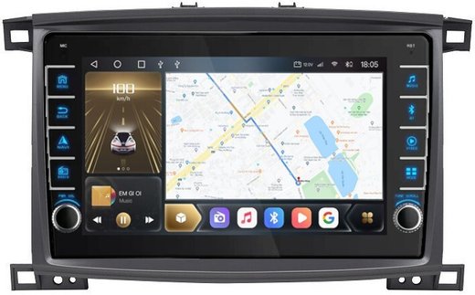 Магнитола для Toyota Land Cruiser 100, Lexus LX470 2002-2007 (экран климата снизу) - Carmedia OL-1698 (кнопки и крутилки), Android 12, TS10,  CarPlay, 4G SIM-слот