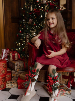 Велюровое платье Mjölk Red, с бантом