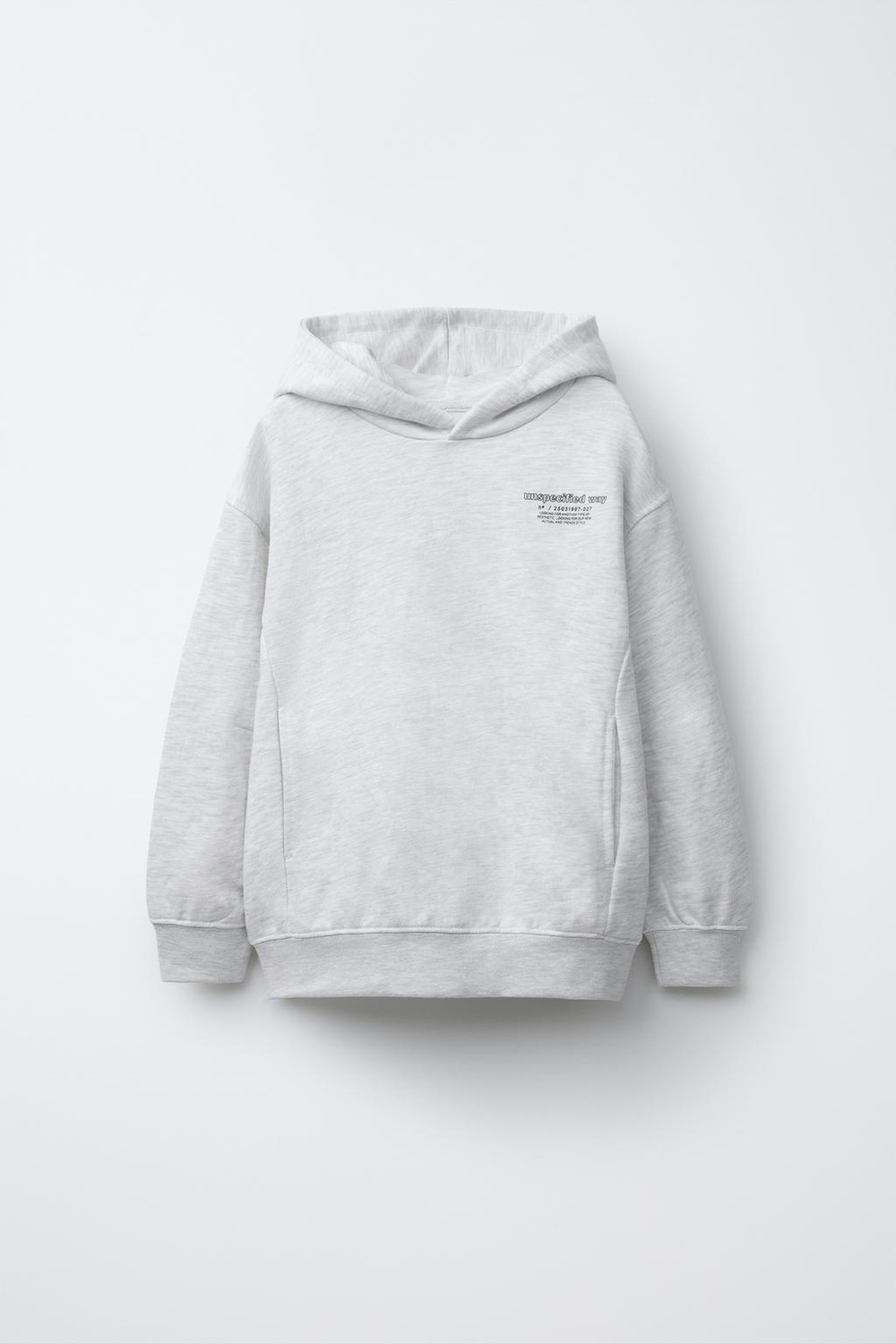 ZARA ТОЛСТОВКА С КАПЮШОНОМ, СЕРЫЙ С МЕЛАНЖЕВЫМ ЭФФЕКТОМ