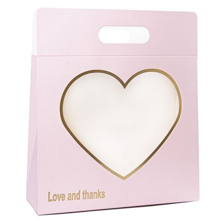 Сумочка для цветов с Сердцем 32*11*36 РОЗОВЫЙ