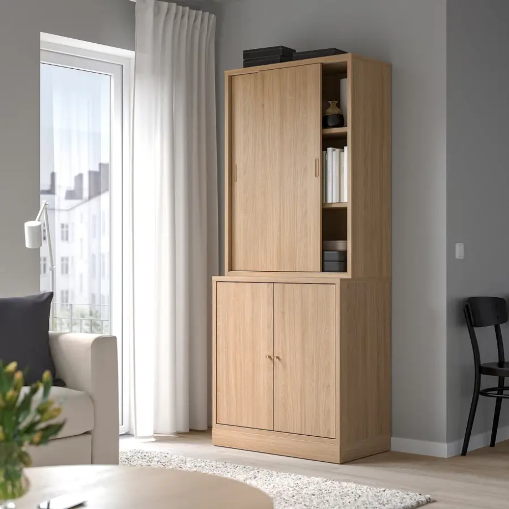 Комбинация с раздвижными дверями - IKEA TONSTAD/ТОНСТАД ИКЕА, 200х47х82 см, светло-коричневый