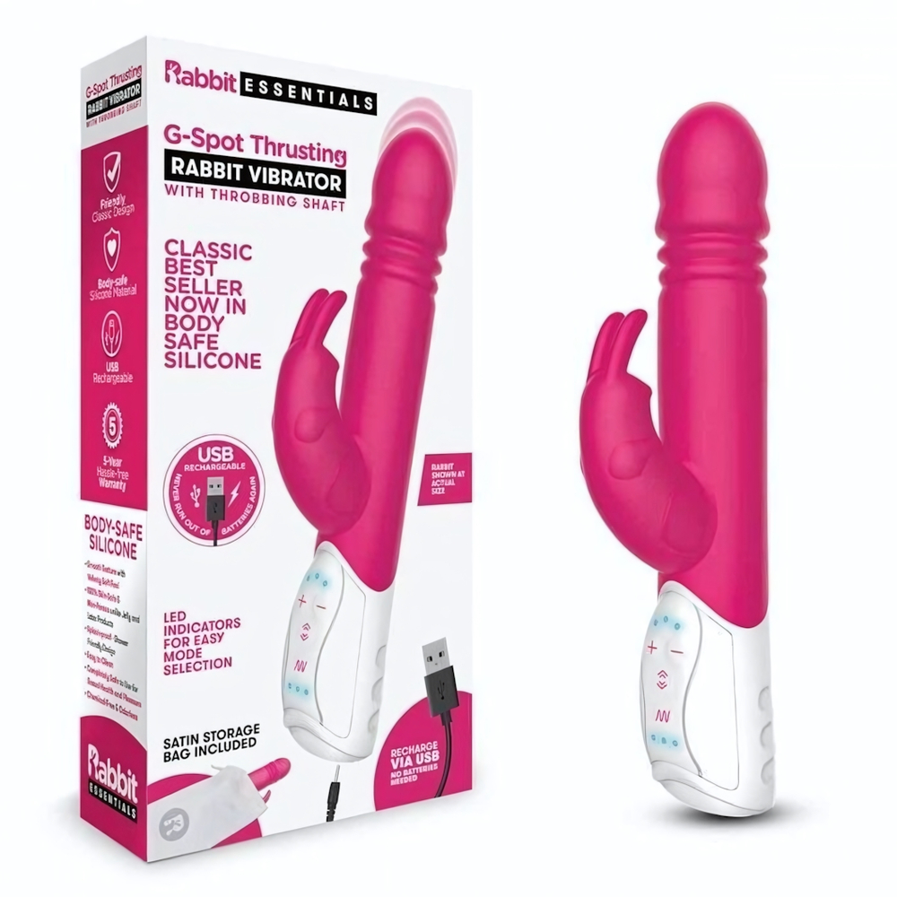 Розовый пульсирующий вибромассажер G-Spot Thrusting Rabbit - 24 см. (Цвет: розовый)