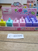 Ластик "Мороженое" в пластиковом держателе, 4 цв микс , С-40399