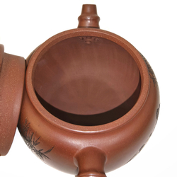 257044 Чайник ИСИН "Чжу Панда Бамбуковый барабан", 200мл, исинская глина, коричневый