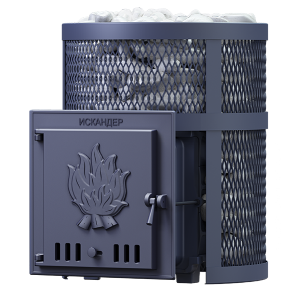 Чугунная печь для бани Искандер 18 в сетке