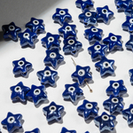 Бусина в форме звезды, 13,5*14,5мм, темно-синяя, глазурированный фарфор