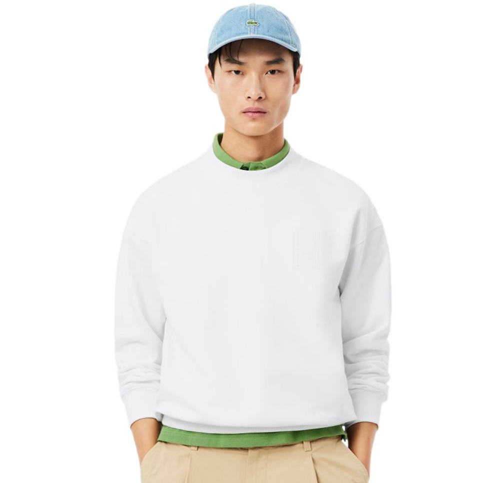Мужская теннисная кофта Lacoste Embroidered Fleece - white