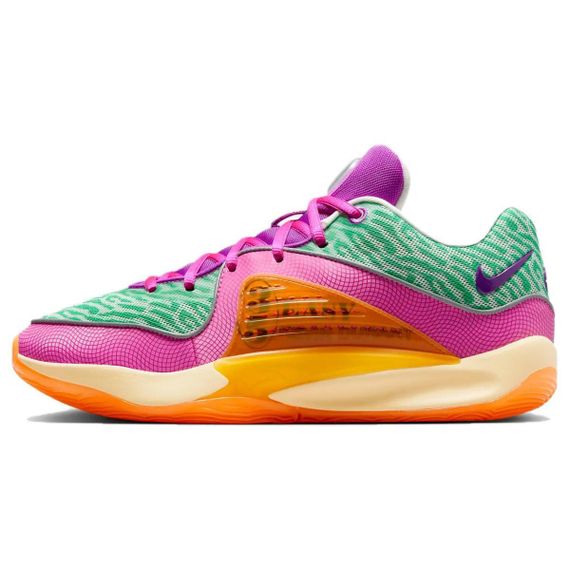 NIKE KD 16 Баскетбольные кроссовки Низкие Зеленый Розовый Апельсиновый Мужские