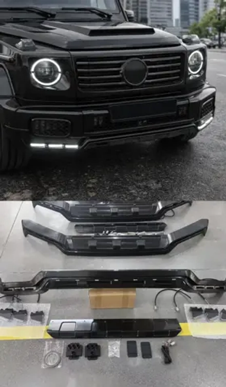 Карбоновая губа переднего бампера со светом для Mercedes-Benz G-Class W465 G63 G500 2025+ гелик гелентваген