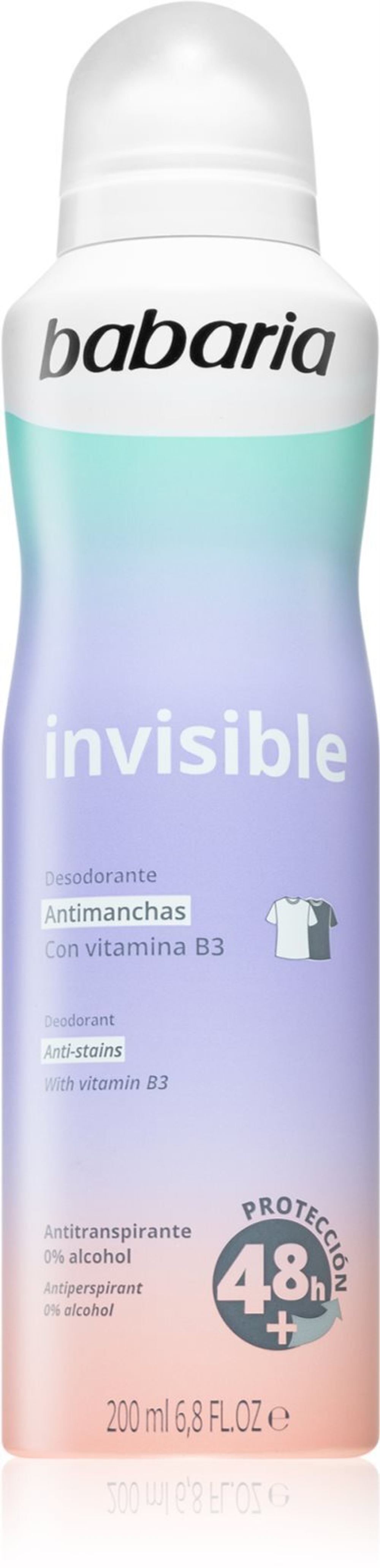Babaria Deodorant Invisible - спрей-антиперспирант против белых и желтых следов /   200  ml  / GTIN 8410412280235