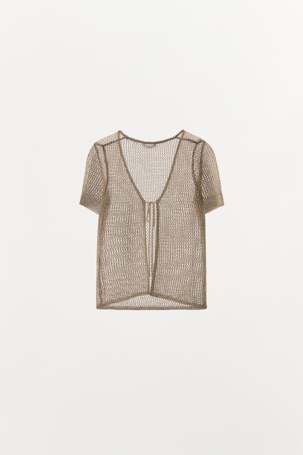 ZARA КАРДИГАН ИЗ СЕТЧАТОЙ ТКАНИ С БЛЕСТЯЩЕЙ НИТЬЮ, ЗОЛОТИСТЫЙ