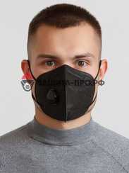 Респиратор KN95, FFP2, с клапаном , чёрный