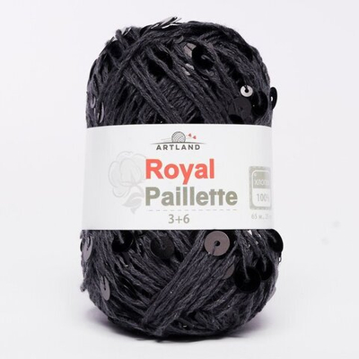 Королевские пайетки/Добавочная нить хлопок с пайетками 3/6 мм, 25 гр, 65 м, т.серый с чёрным