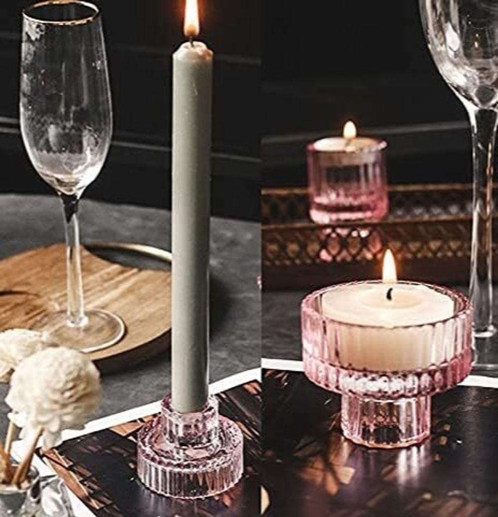 Подсвечник Ljusstake, розовый, стекло