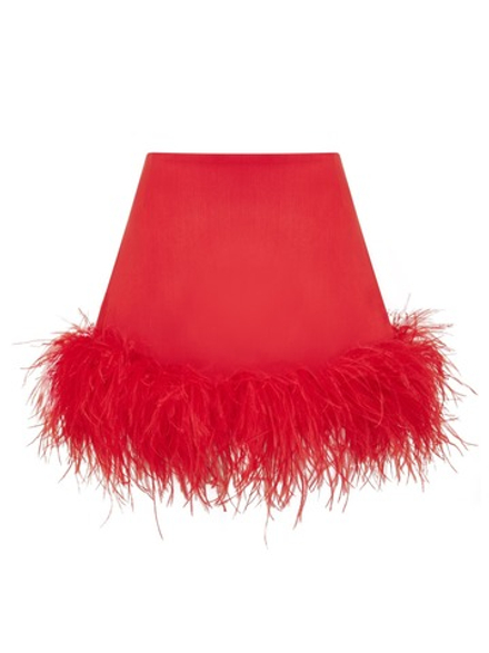 Юбка Love мини с перьями, красный