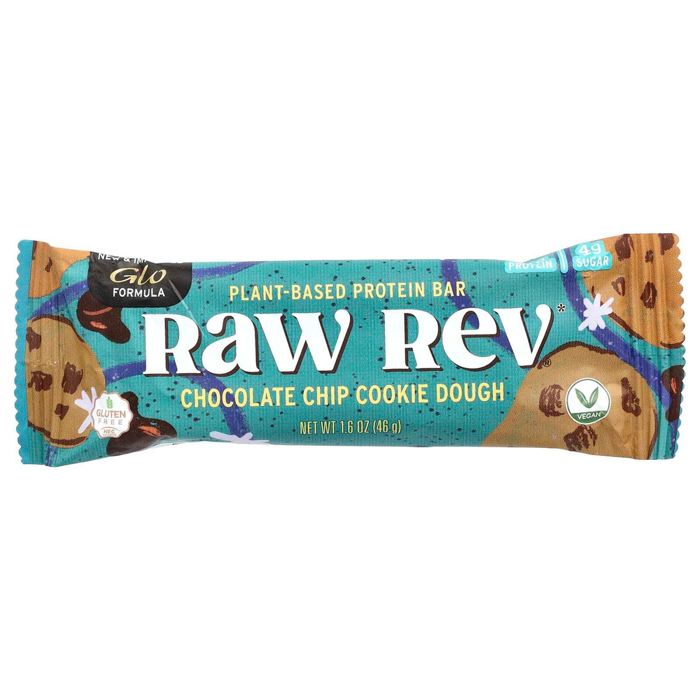 Raw Rev, Glo, Печенье с шоколадной крошкой, 12 батончиков, 1,6 унц. (46 г) каждый
