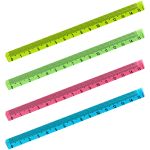 Линейка 15 см пластиковая, трехгранная, прозрачная, неоновые цвета Стамм