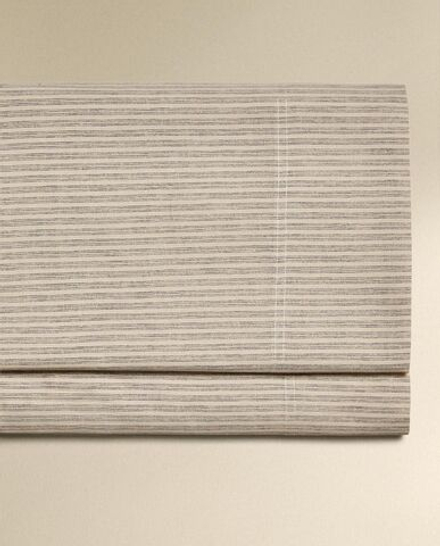 Zara Home - Простыня из окрашенной пряжи в полоску, бежево-серый, 210x280 см