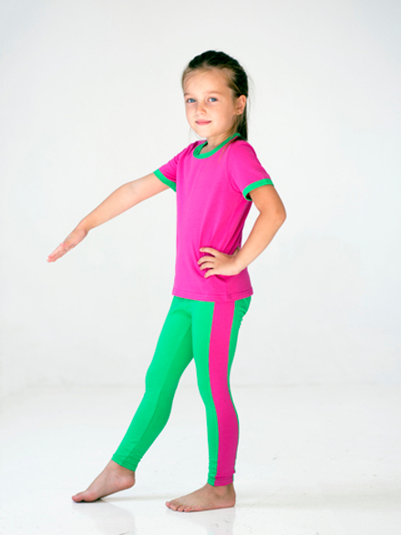 Комплект футболка и лосины "Розовый и зеленый"