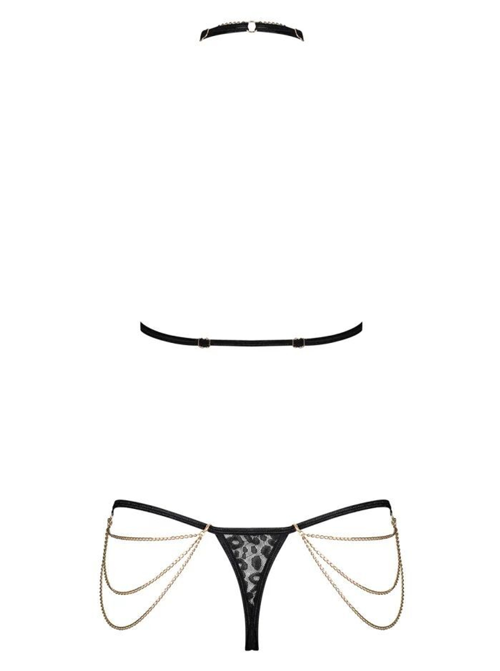 Комплект Pantheria с анималистическим рисунком и цепочками (Размер: S-M) (Цвет: черный)