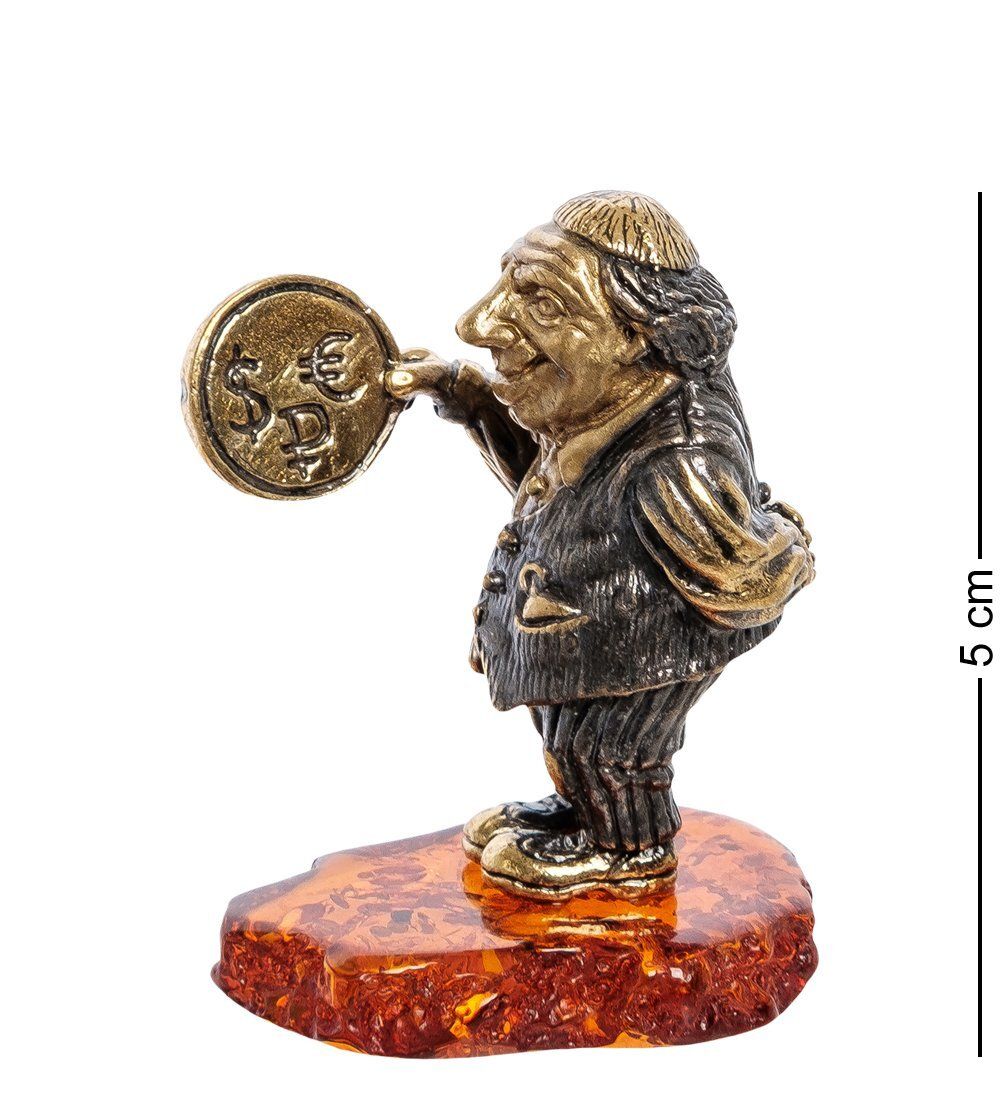 Народные промыслы AM-2257 Фигурка «Еврейчик Денежный» (латунь, янтарь)