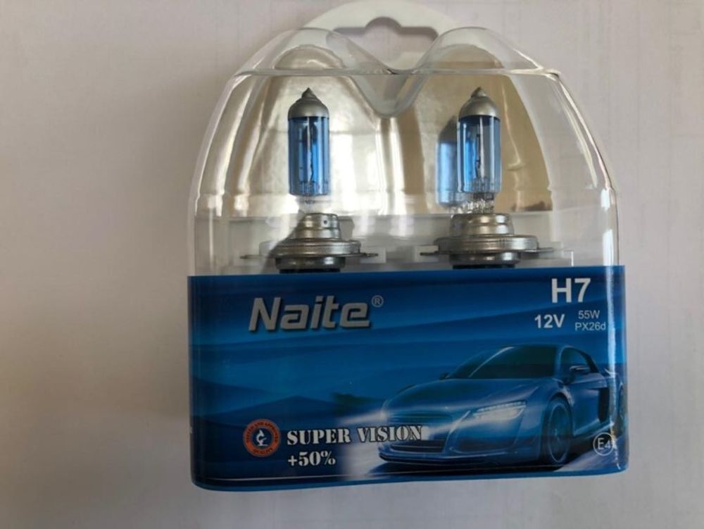 Лампа H7 12V 55W Px26d набор +50% Super White (NAITE)