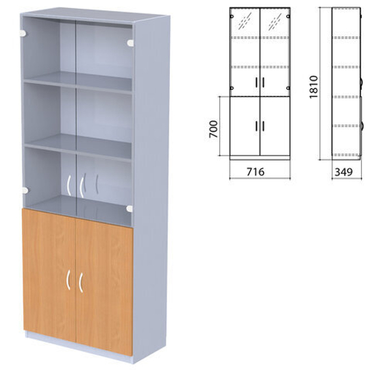 Шкаф закрытый со стеклом "Бюджет", 716х349х1810, груша ароза (КОМПЛЕКТ)