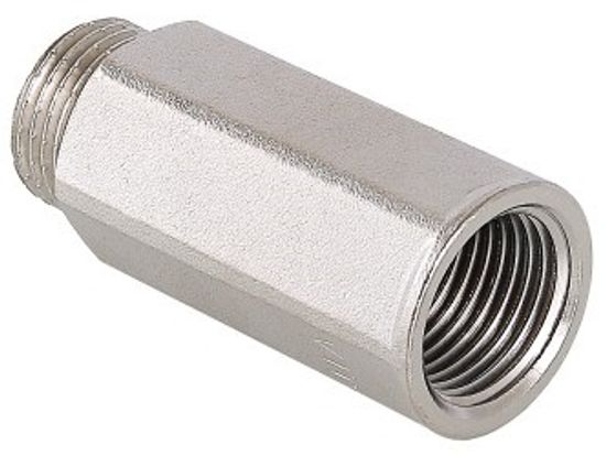 Удлинитель Valtec 1/2" х 15 мм ВР/НР с внутренней/наружной резьбой латунный никел. VTr.197.N.0415