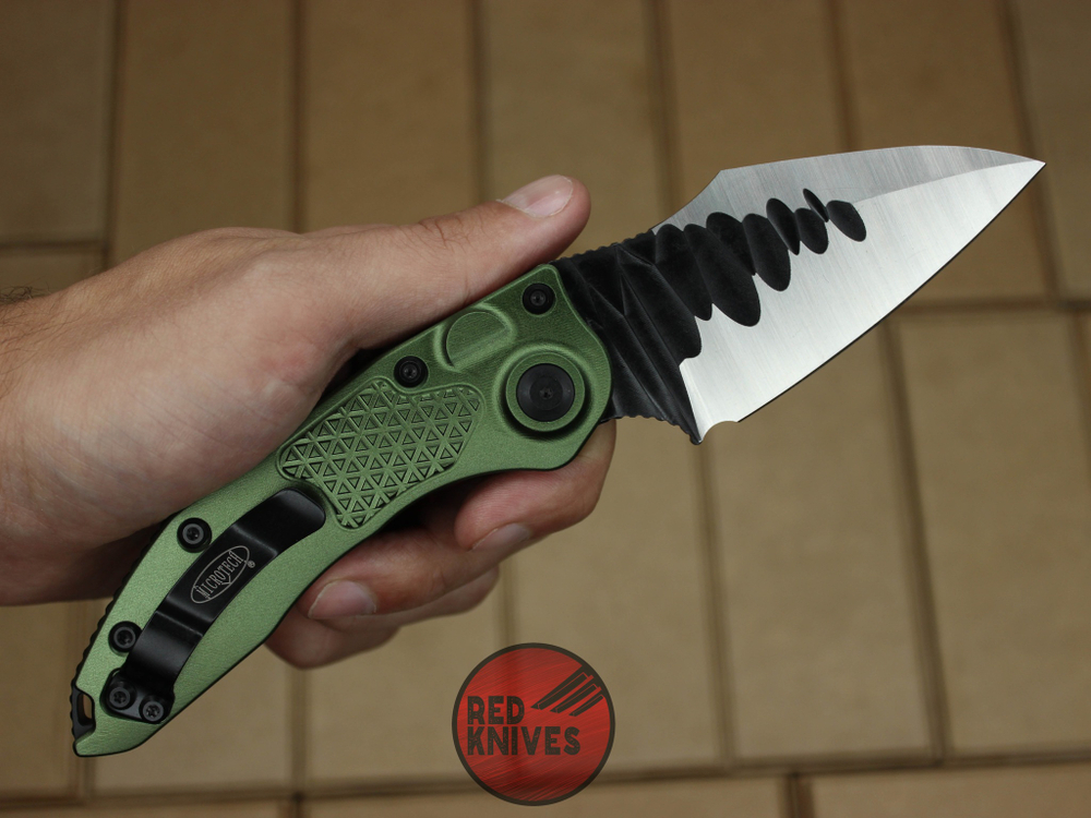Нож Microtech Stitch Green / BLK A+++ алюминиевая рукоять 169-10APBK