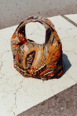 ZARA СУМКА С РАЗНОЦВЕТНЫМ БИСЕРОМ, ОРАНЖЕВЫЙ