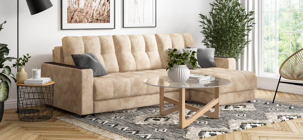 Угловой диван Босс Классик Велюр Алькантара пепел