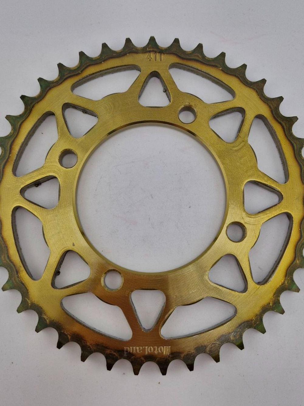 Звезда ведомая 428-41Т для питбайка, кроссового мотоцикла (стальной венец, цепь 428, 41 зуб, усиленная)