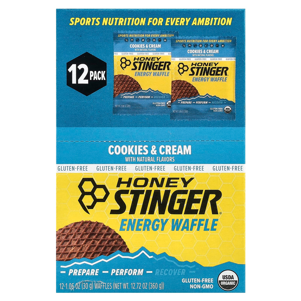 Honey Stinger, Energy Waffle, печенье и крем, 12 вафель по 30 г (1,06 унции)