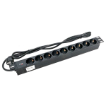 Блок розеток PDU TERACOM PRO 19" 1U 16А/250В 9 розеток Schuko шнур питания длиной 2 метра сечение 3x1,5 мм2 вилка Schuko корпус пластик черный