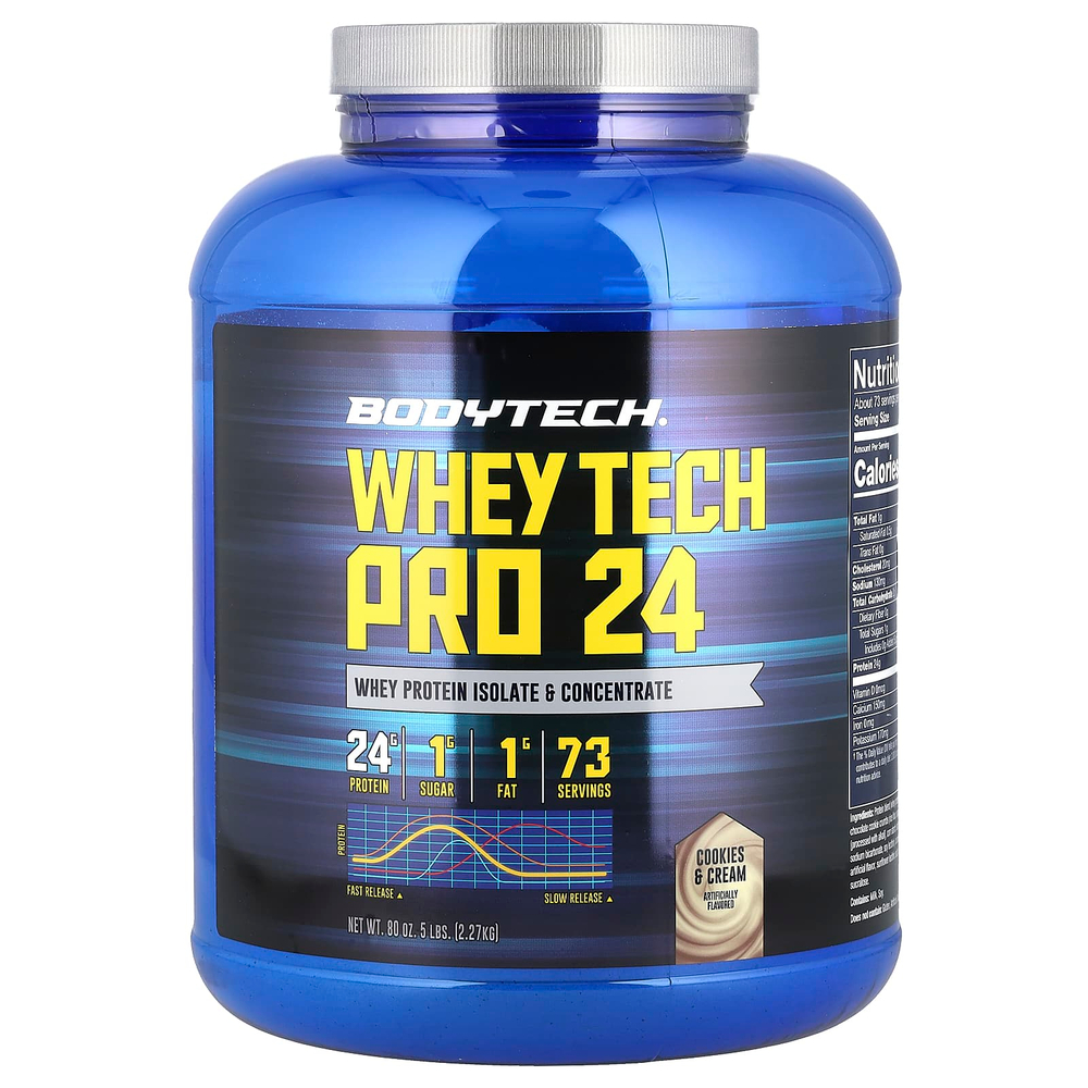 BodyTech, Whey Tech Pro 24, печенье и сливки, 2,27 кг (5 фунтов)