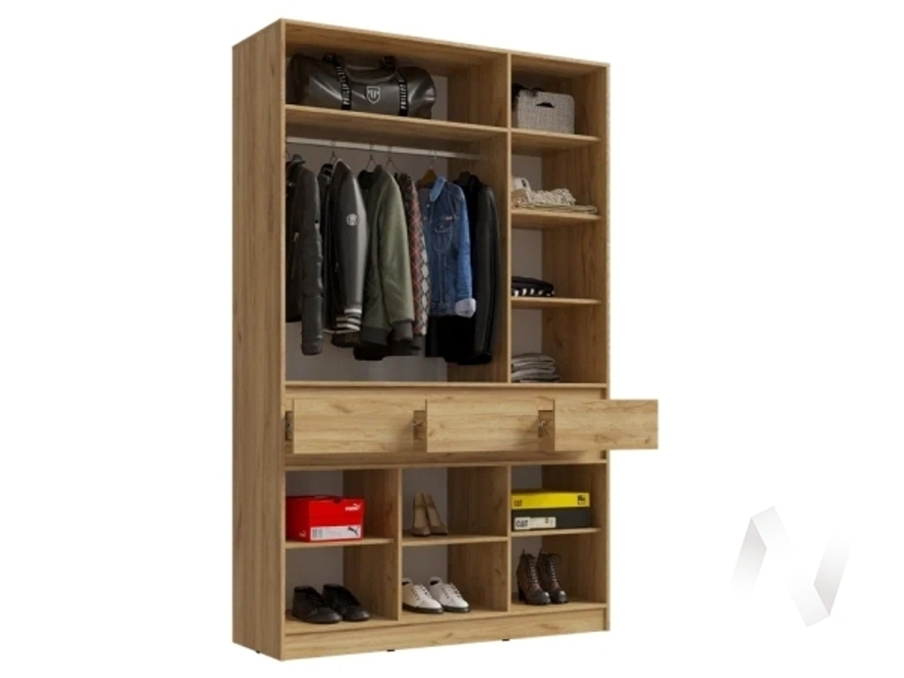 Шкаф 3-х ств МС Роджина (дуб крафт/графит)