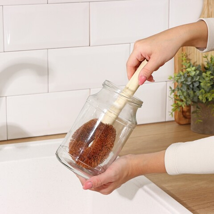 Щётка для чистки посуды Доляна, 8×4.5×23 см, щетина кокос, деревянная ручка