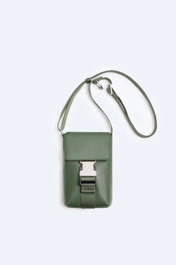 ZARA МИНИ-СУМКА С МЕТАЛЛИЧЕСКОЙ ЗАСТЕЖКОЙ, ЗЕЛЕНЫЙ