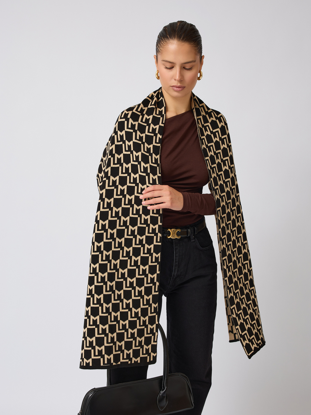 Шарф вязаный лого "ML"