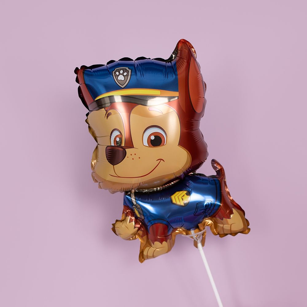 Шар с клапаном (17''/43 см) Мини-фигура, Щенячий патруль, Гончик Чейз, 5 шт. в уп.