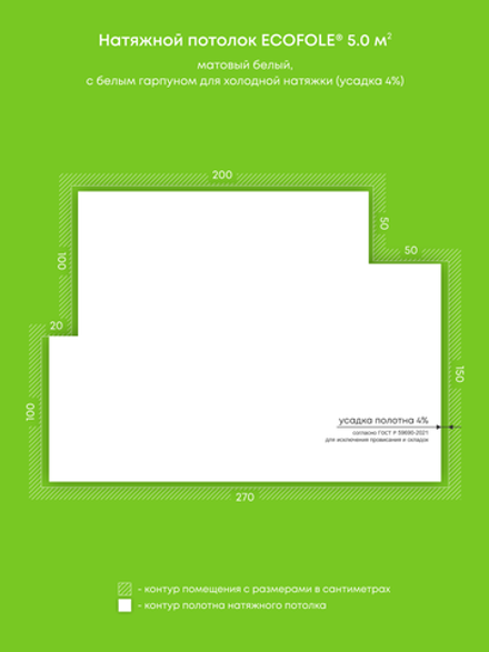 Матовый натяжной потолок 5 м2