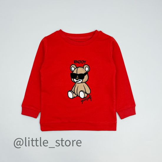 Свитшот из футера(тонкого) "Мишка", красный
