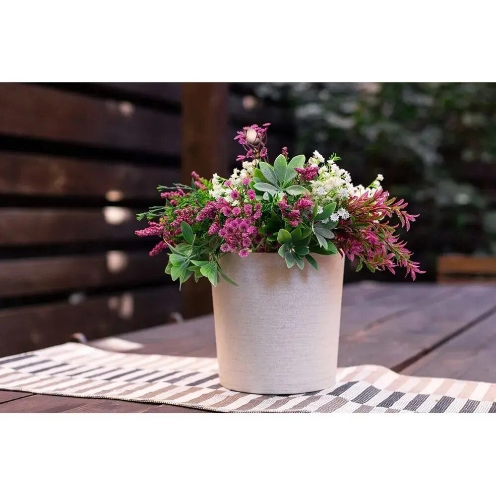 Горшок Эко Цилиндр ,Слоновая Кость, пластиковый горшок с дренажным дном ,д.20 н.21 5,2 л