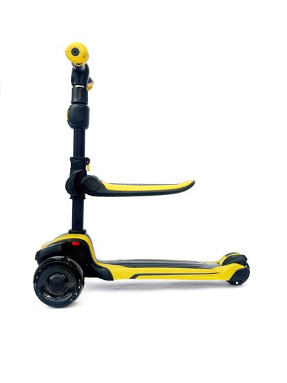 Самокат-беговел со светящимися колёсами 3 в 1 Scooter Micar Moby Black-Yellow
