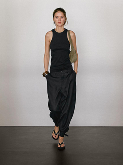 Massimo Dutti Топ из смесового хлопка с горловиной халтер, черный