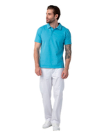 Поло медицинское мужское Dr. Nice DRN510 c отложным воротником, синий, 48