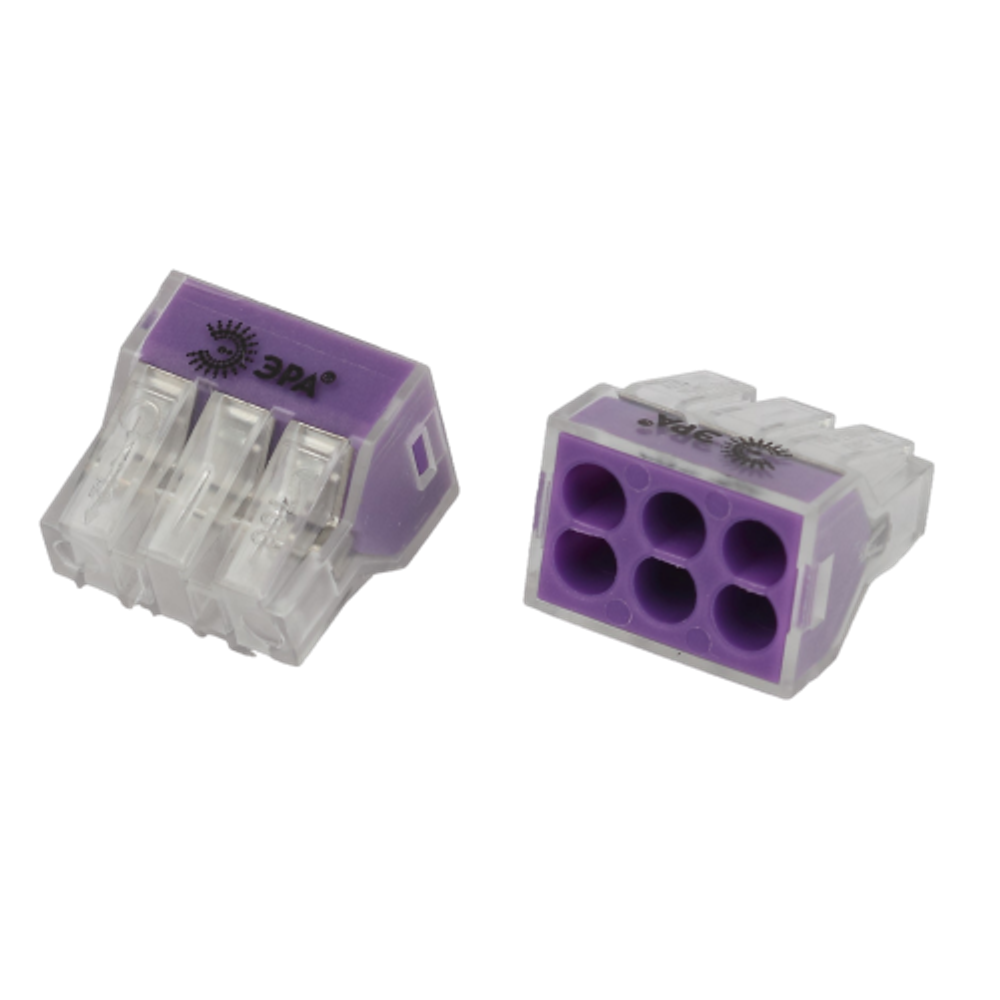 Клемма ЭРА NO-225-365 быстрозажимная 773-606 прозрачная 6-проводная 0.75-4.0 мм2 (упаковка 30 шт.)