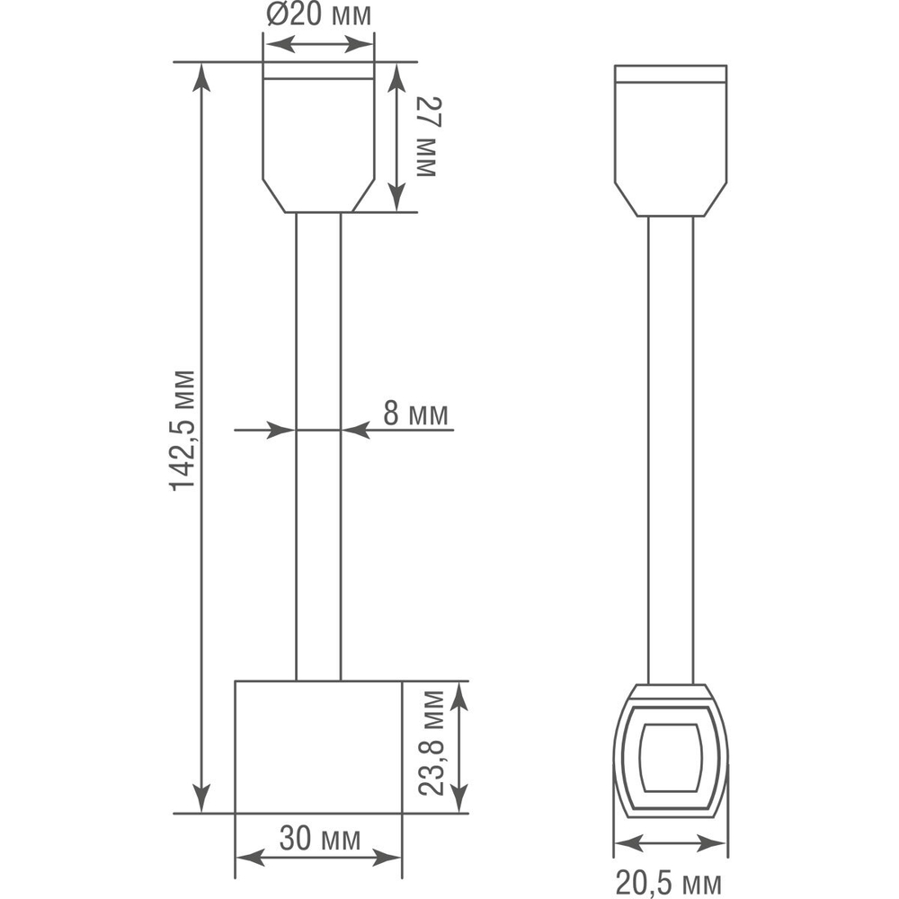 Donolux Magnet Modular System «CODE 1.2», токопроводящий прямой соединитель на стойке для оснований,