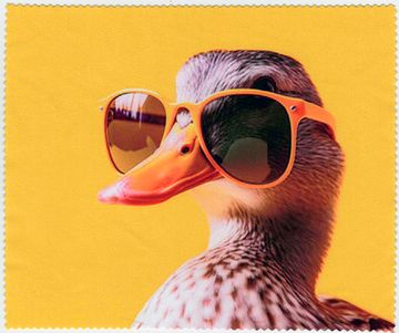 Салфетка микрофибра 15х18 (УТКА В ОЧКАХ) в  упаковке.