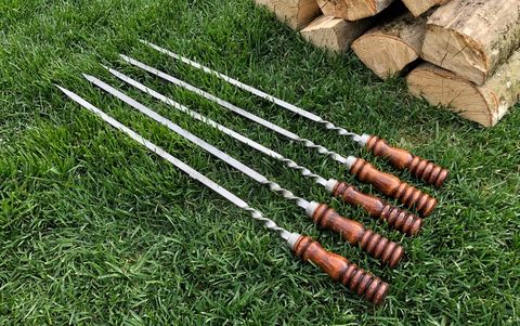 Шампур с деревянной ручкой 3мм "Гофра" (ширина 12мм) №7